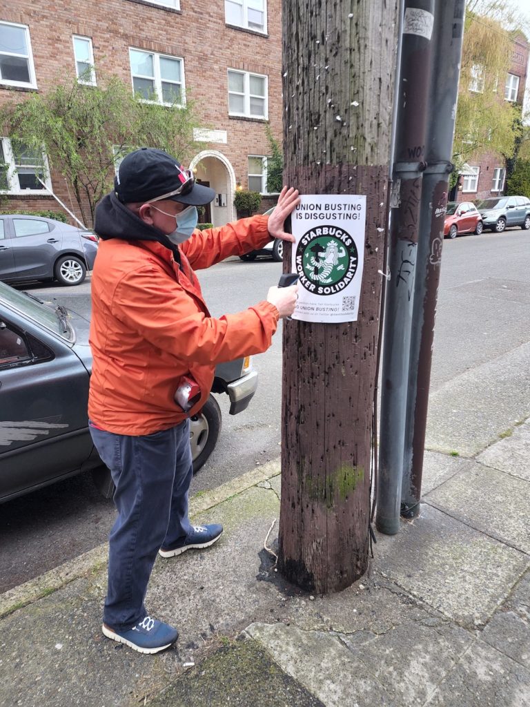 Hanging up some Starbucks Solidarity Posters!