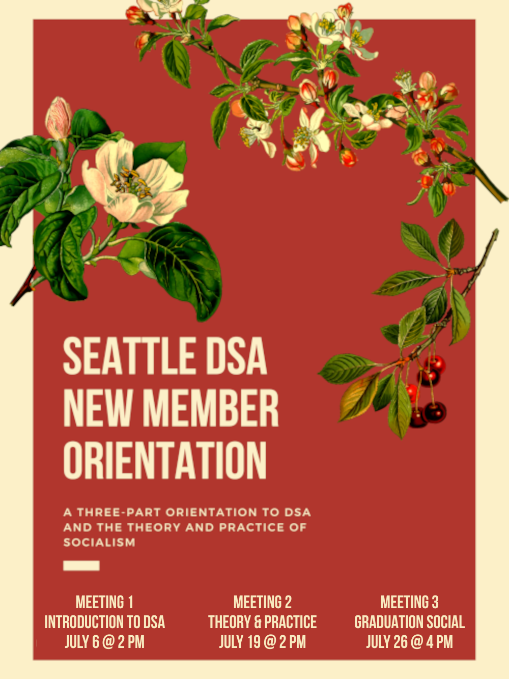 New member orientation flyer.